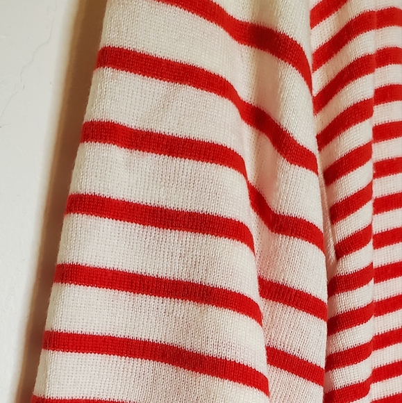 (Red &) White Stripes Red and White Striped Short Sleeve Knit Sweater Shirt - Picture 14 of 14
